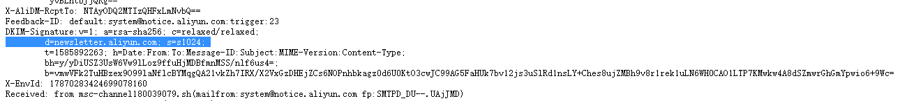 邮件源码中的DKIM签名 邮件源码中的DKIM签名