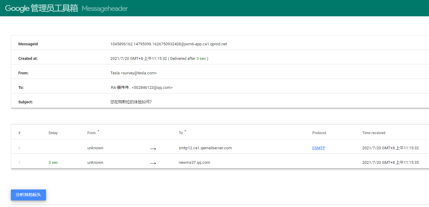 Google邮件头分析工具 Google邮件头分析工具