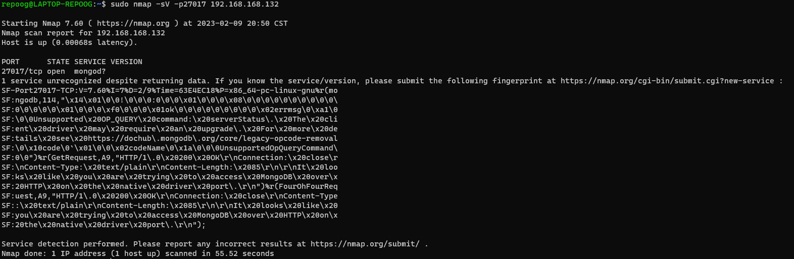 Nmap无法识别MongoDB版本 Nmap无法识别MongoDB版本